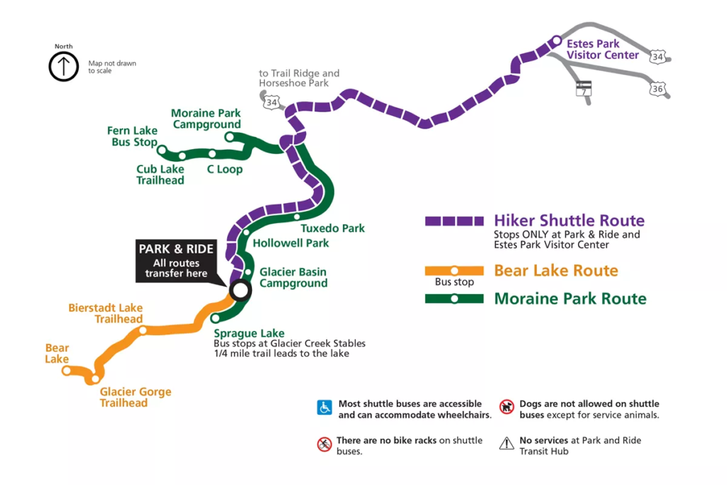 Rocky Mountain National Park Shuttle Map